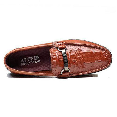 Men Luxury Crocodile Pattern Cow Leather Classic Loafers Slip On Doug Shoes