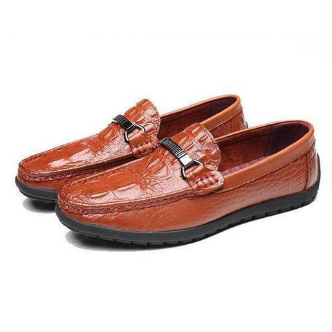 Men Luxury Crocodile Pattern Cow Leather Classic Loafers Slip On Doug Shoes