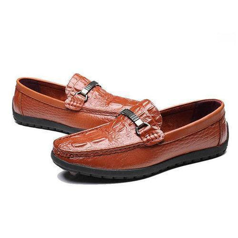 Men Luxury Crocodile Pattern Cow Leather Classic Loafers Slip On Doug Shoes