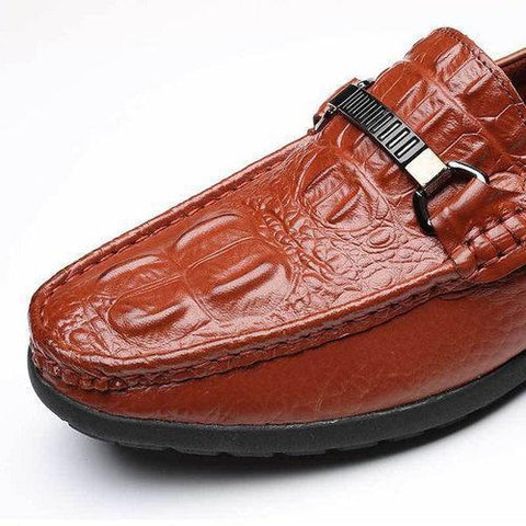 Men Luxury Crocodile Pattern Cow Leather Classic Loafers Slip On Doug Shoes