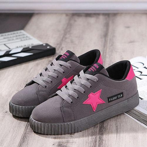 Star Lace Up Flat Casual Shoes For Women