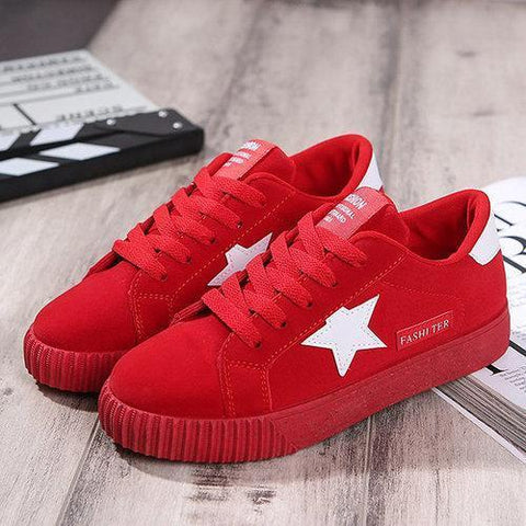 Star Lace Up Flat Casual Shoes For Women