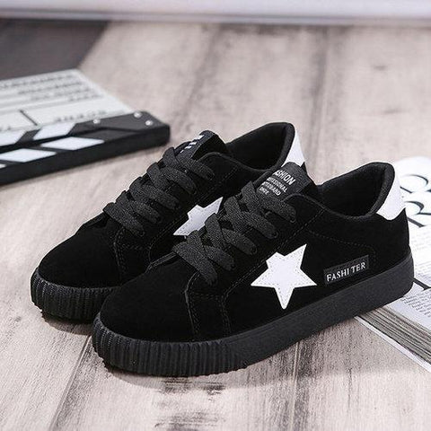 Star Lace Up Flat Casual Shoes For Women