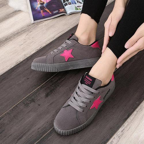 Star Lace Up Flat Casual Shoes For Women