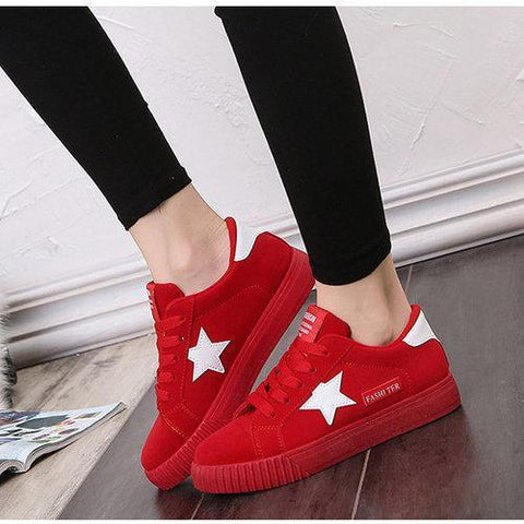 Star Lace Up Flat Casual Shoes For Women