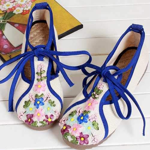 Floral Print Embroidery Flats