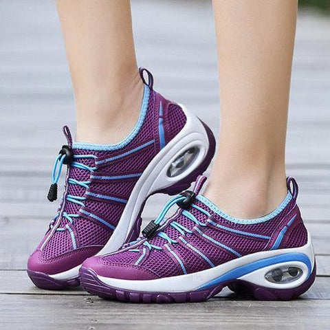 Mesh Elastic Platform Resistant Running Sport Sneakers For Women