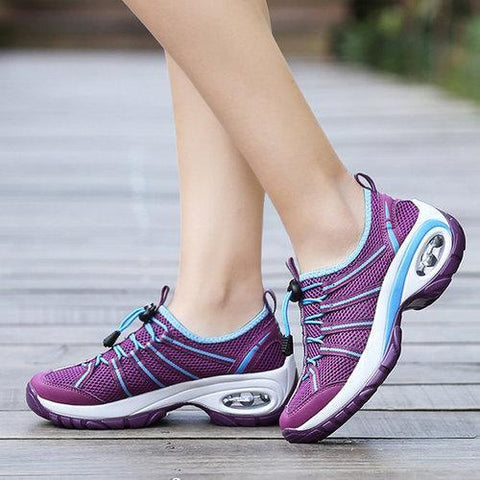 Mesh Elastic Platform Resistant Running Sport Sneakers For Women