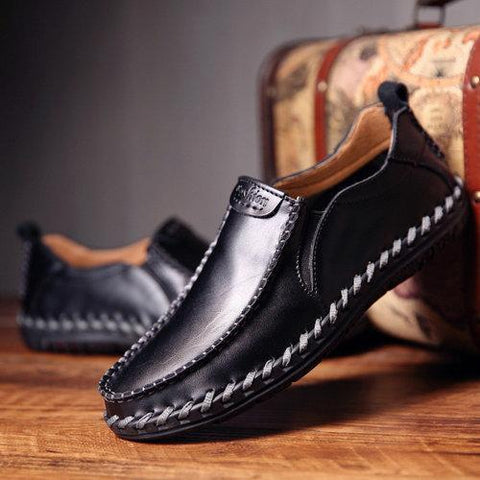 Men Cow Leather Hand Stitching Shoes