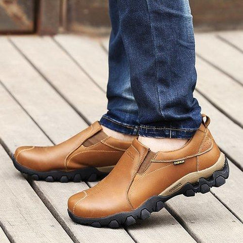 Men Genuine Leather Wearable Resistant Breathable Outdoor Soft Casual Shoes