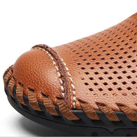 Men Hand Stitching Breathable Hollow Out Soft Sole Outdoor Casual Shoes