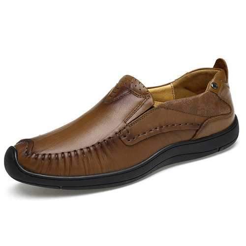 Men Luxury Genuiner Leather Soft Sole Portable Slip On Casual Loafers