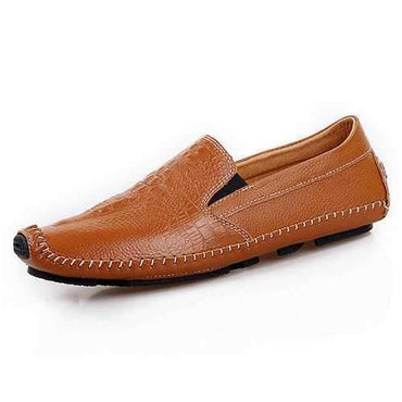 Men Crocodile Pattern Penny Loafers Stitching Soft Sole Casual Driving Shoes