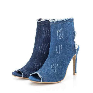 Denim Peep Toe Lady Pumps