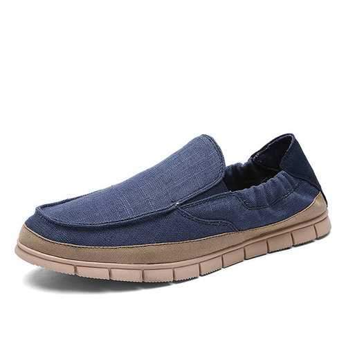 Men Linen Breathable Soft Sole Light Portable Slip On Casual Doug Shoes