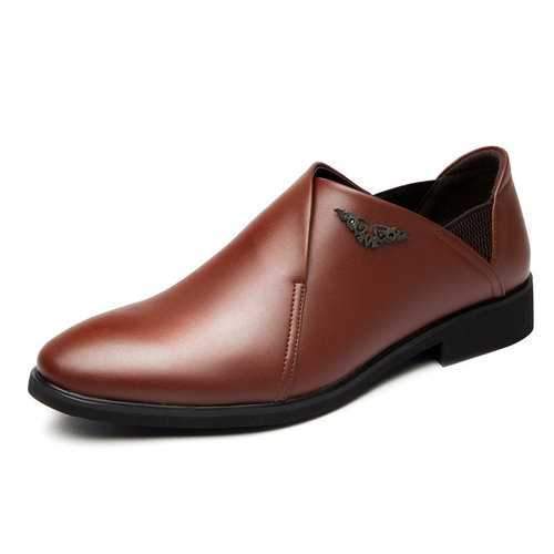 Men Classic Pointed Toe Portable Slip On Breathable Dress Shoes