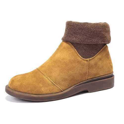 Color Blocking Ankle Genuine Leather Boots For Women