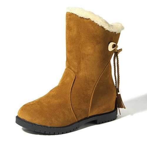 Butterfly Knot Ankle Fur Lining Boots For Women