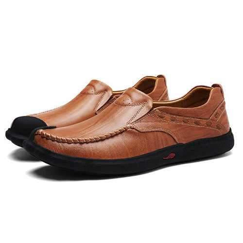 Men Breathable Genuine Leather Non-slip Shoes