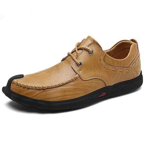 Men Stylish Cap Toe Soft Sole Lace Up Casual Leather Shoes