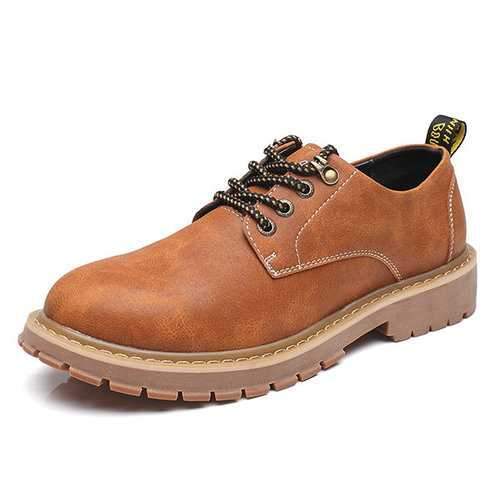 Men Retro Color Lace Up Casual Shoes