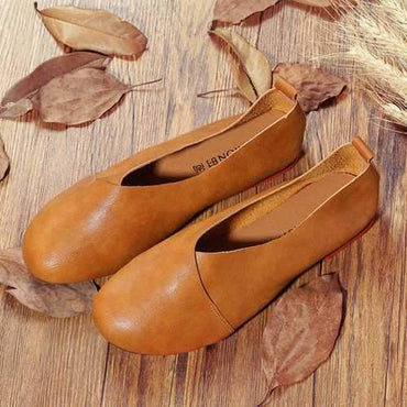 Pure Color Slip On Vintage Casual Flat Loafers