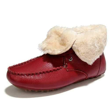 Folded Fur Lining Slip On Flat Warm Boots For Women