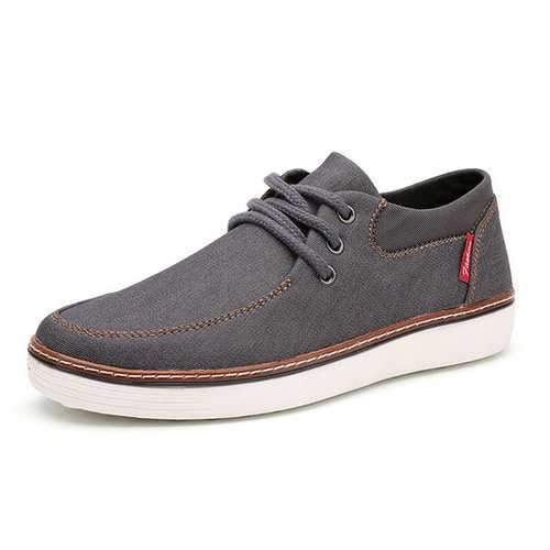 Men Denim Canvas British Style Low Top Lace Up Casual Shoes