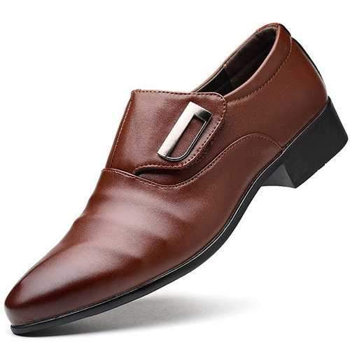 Men Large Size Metal Buckle Business Shoes