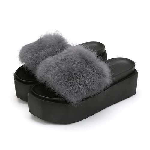 Fur Soft Platform Slippers