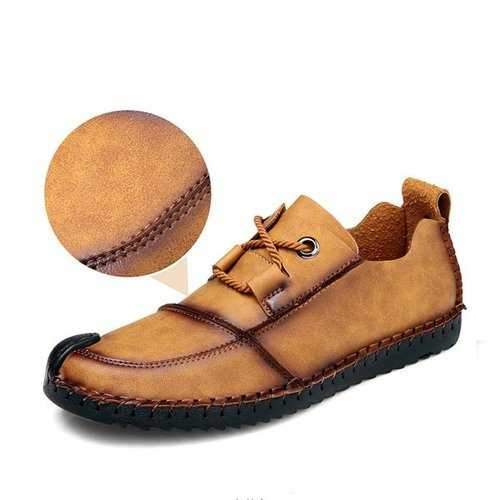 Men's Vintage Cap Toe Hand Stitching Stylish Flat Slip On Ca