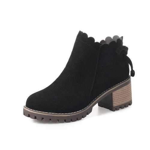 Retro Block Square Heels Boots