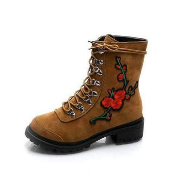 Floral Embroidery Ankle Boots