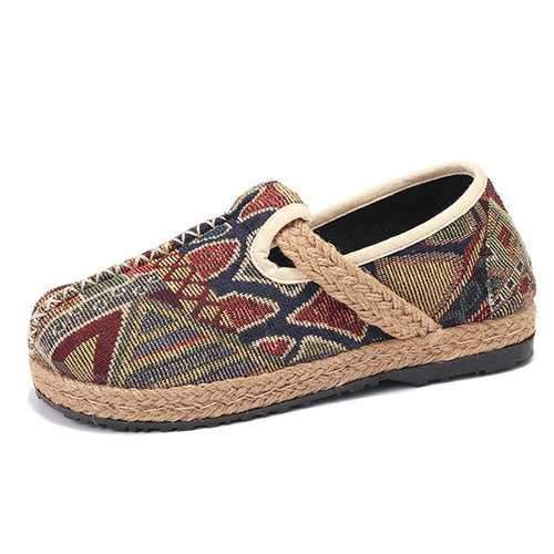 Pattern Printing Folkways Linen Flat Shoes