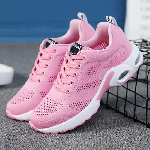 Breathable Mesh Lace Up Running Shoes