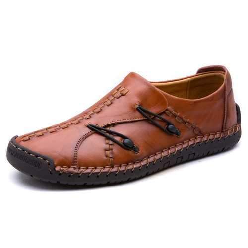 Men's Hand Stitching Stylish Slip On Leather Shoes