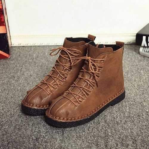 Stitching Vintage Zipper Boots