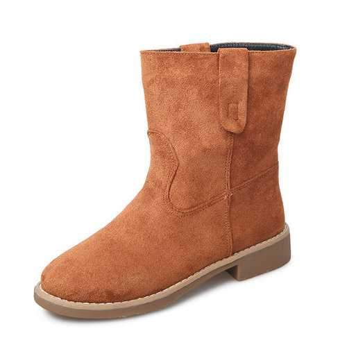 Suede Slip On Fur Lining Knight Boots