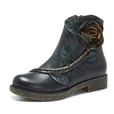 SOCOFY Vintage Ankle Leather Boots