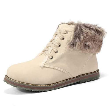 Multi-Way Wearing Fur Lining Lace Up Ankle Boots