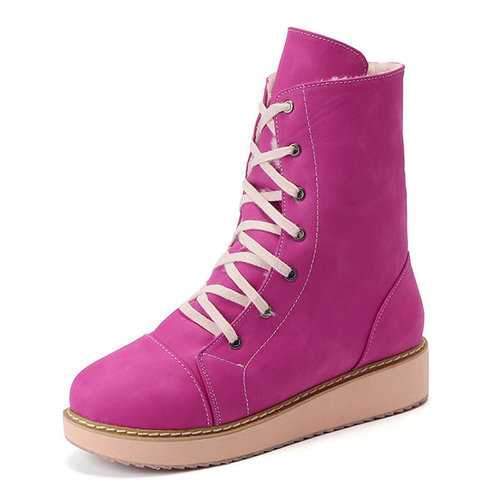 Large Size Lace Up Boots