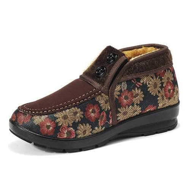 Flower Pattern Button Boots