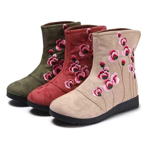 Floral Pattern Retro Boots