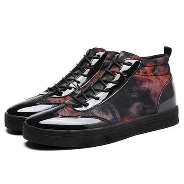 Men High-top Pattern Lace Up Casual Shoes