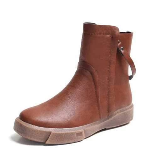 Pure Color Zipper Warm Short Boots