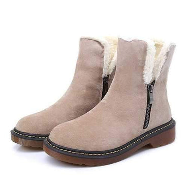 Zipper Chunky Heel Fur Lining Short Boots