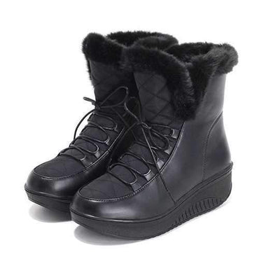 Rocker Sole Fur Lining Short Boots