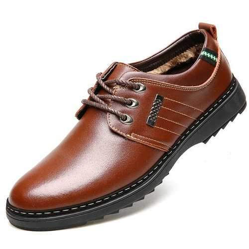 Men Warm Plush Lining Lace Up Oxfords