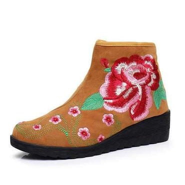 Embroidered Wedges Folkways Ankle Boots