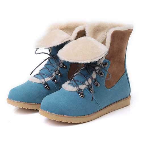 Color Match Lace Up Foldable Boots